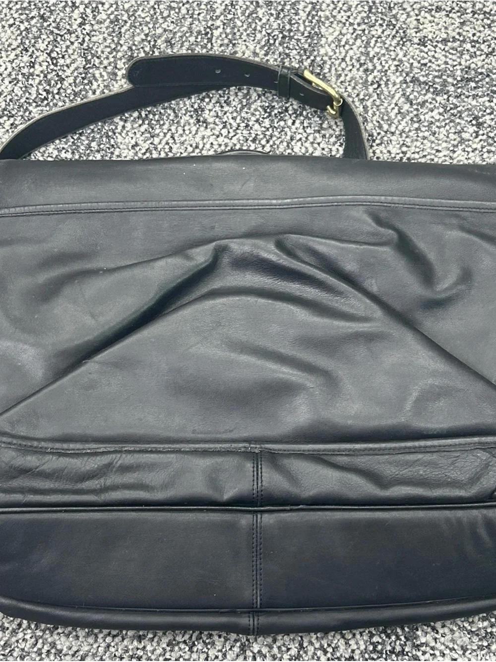 Vintage Coach 0532 Black Leather Briefcase Messenger Laptop Bag Work Office